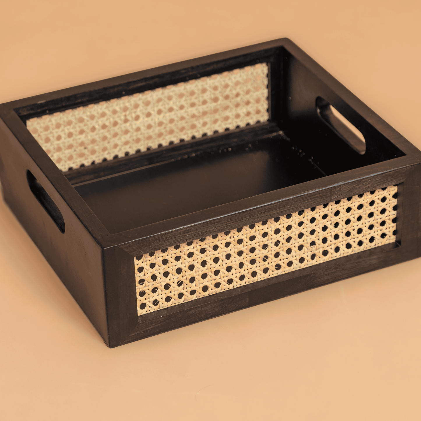 Solid Wood and Rattan Wicker Storage Basket