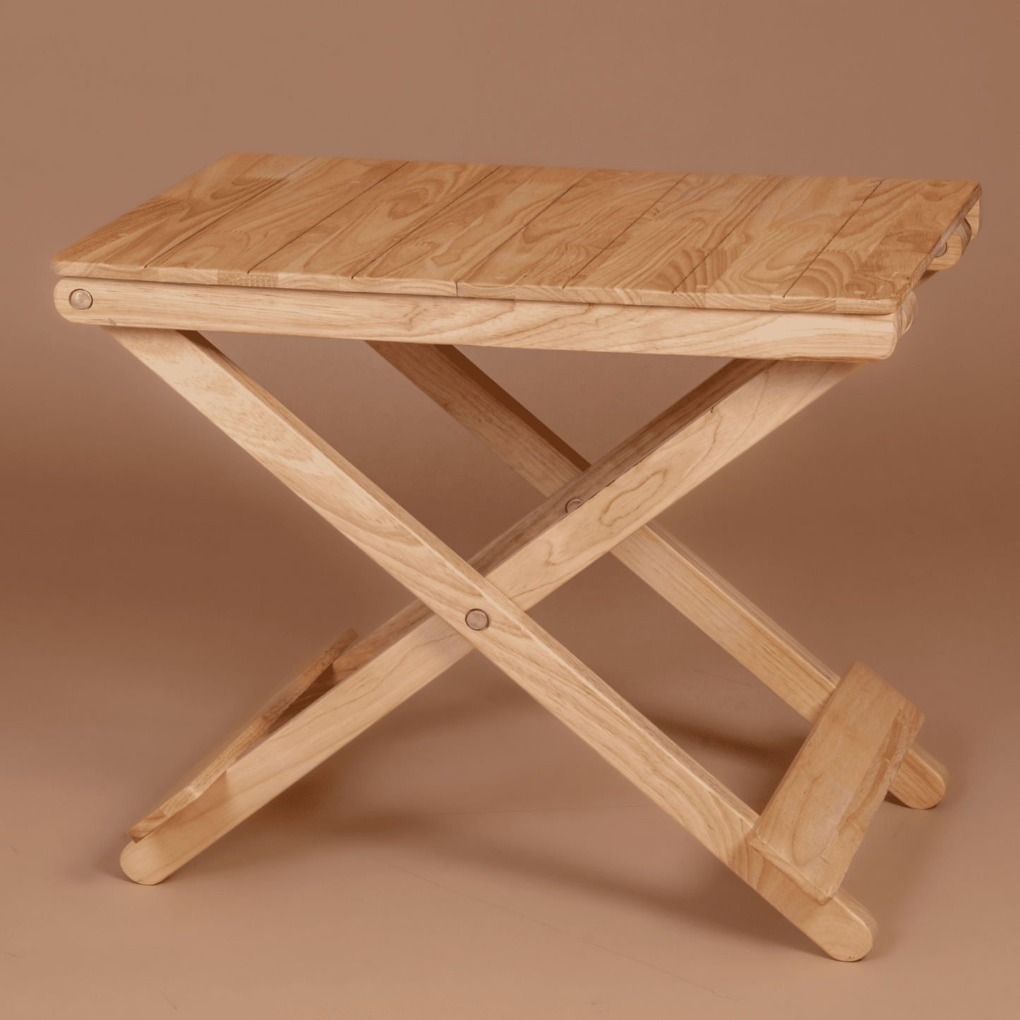 Solid Wood Compact Companion - Foldable Wooden Table - Natural Beige Finish - Wood Trendz