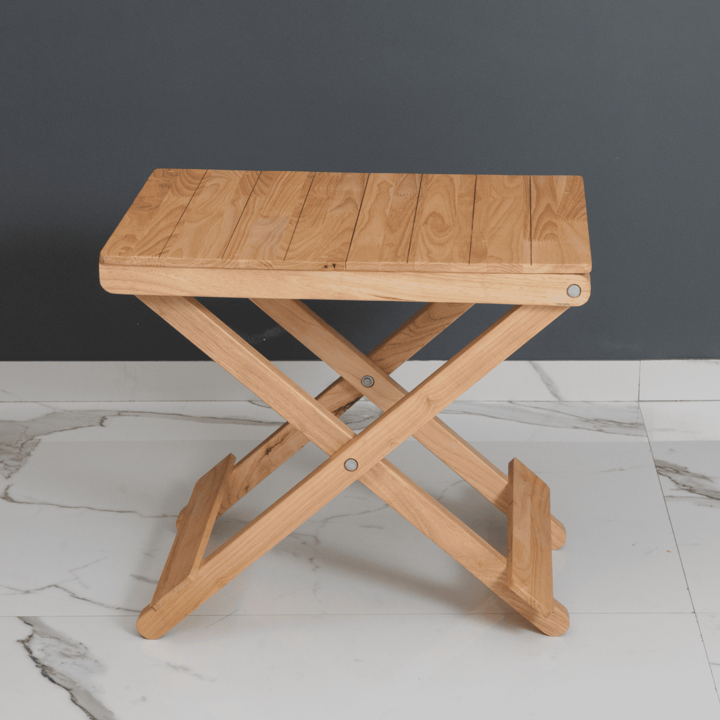 Solid Wood Compact Companion - Foldable Wooden Table - Natural Beige Finish - Wood Trendz
