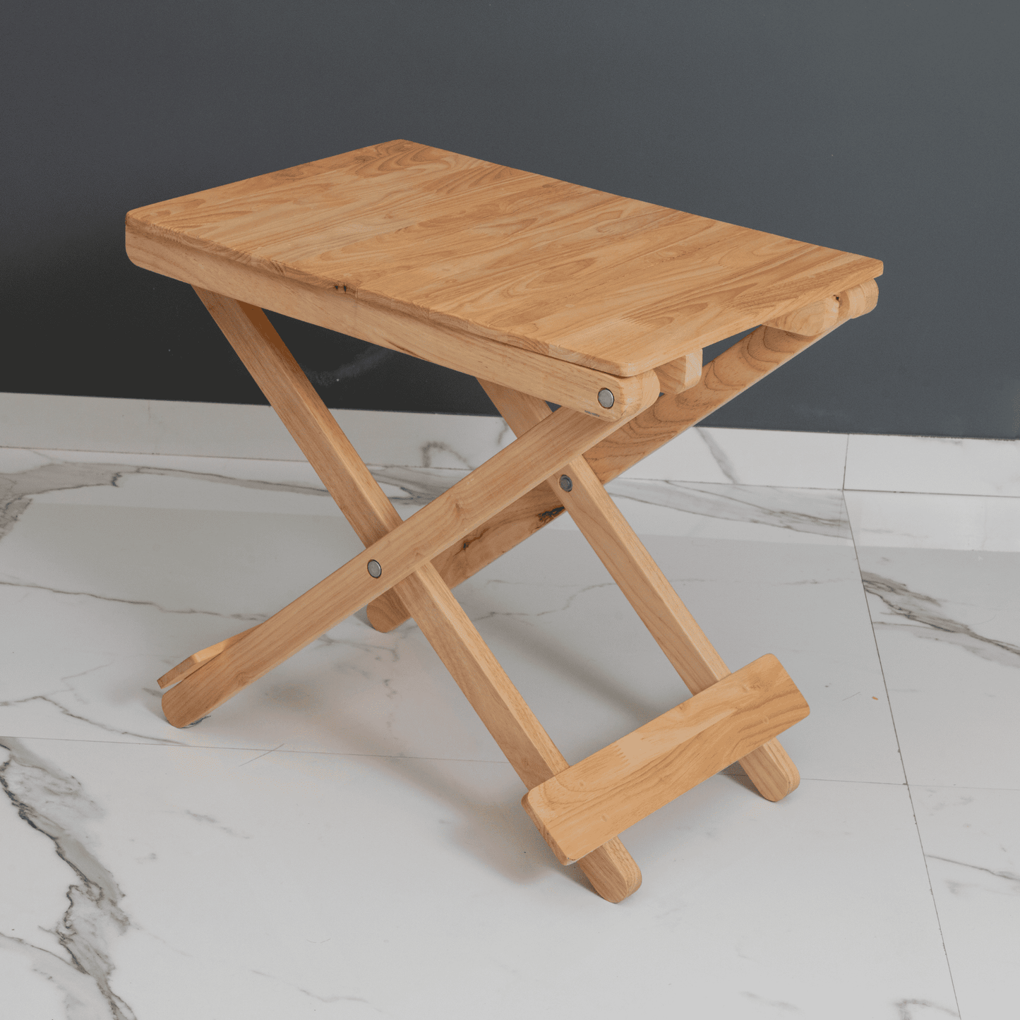 Solid Wood Compact Companion - Foldable Wooden Table - Natural Beige Finish - Wood Trendz