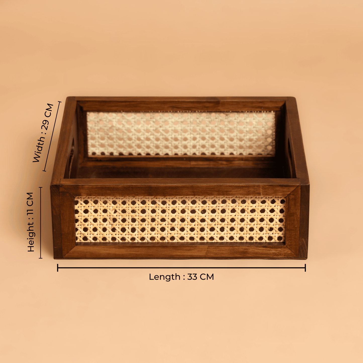 Solid Wood and Rattan Wicker Storage Basket