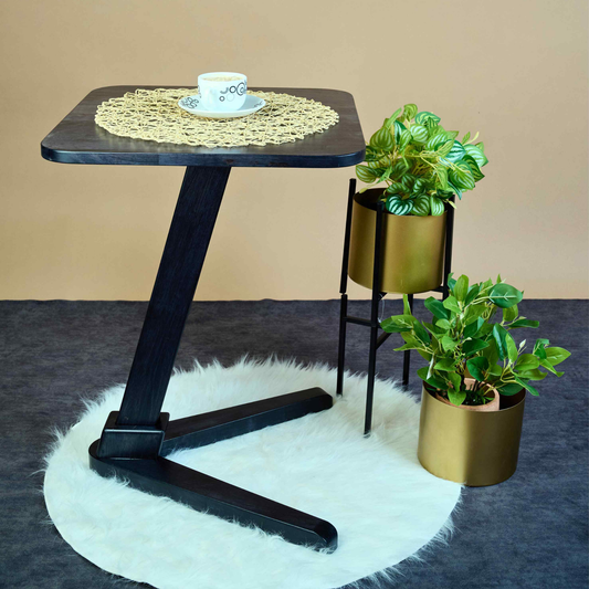 Solid Wood Square End Table - Black - Wood Trendz