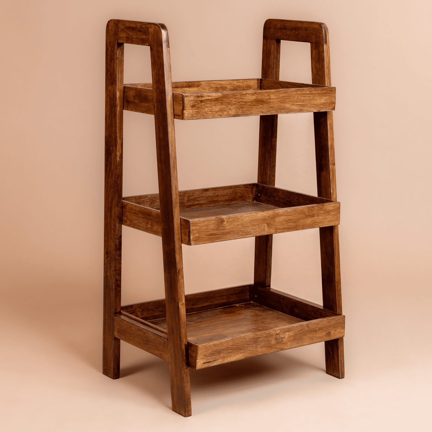 Solid Wood 3-Tier Shelf Rack - Walnut - Wood Trendz