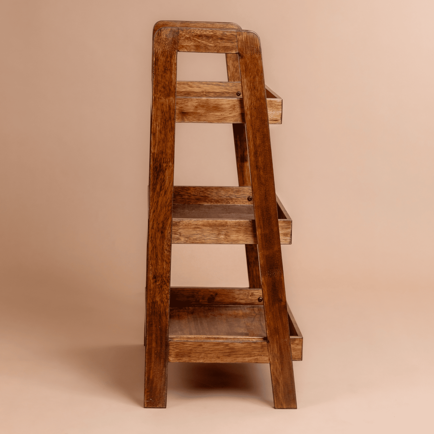 Solid Wood 3-Tier Shelf Rack - Walnut - Wood Trendz