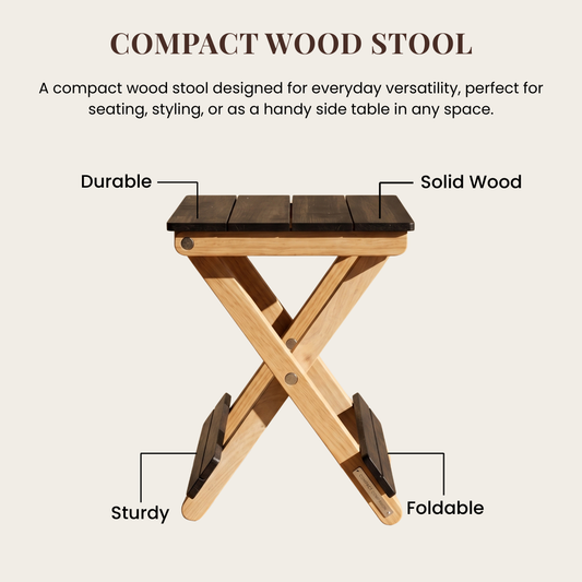 Foldable Compact Wood Stool: Stylish and Practical Seating Solution