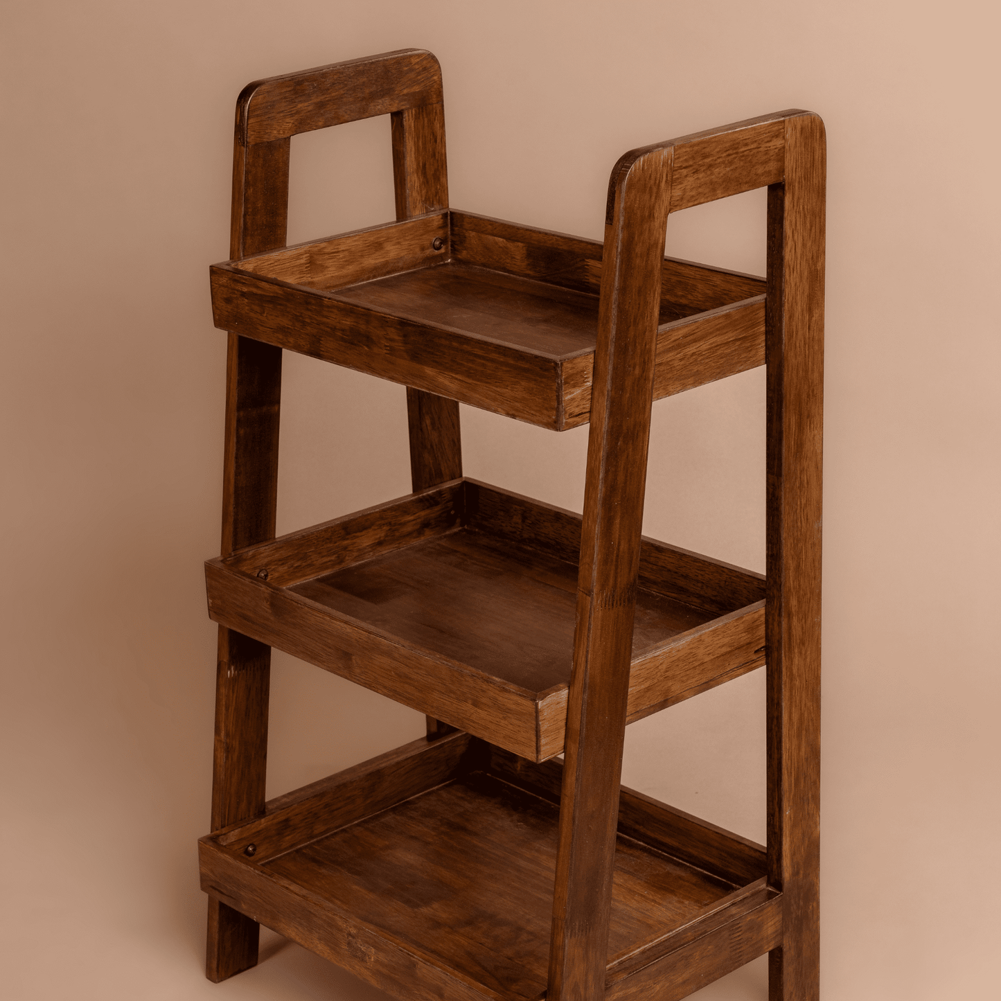 Solid Wood 3-Tier Shelf Rack - Walnut - Wood Trendz