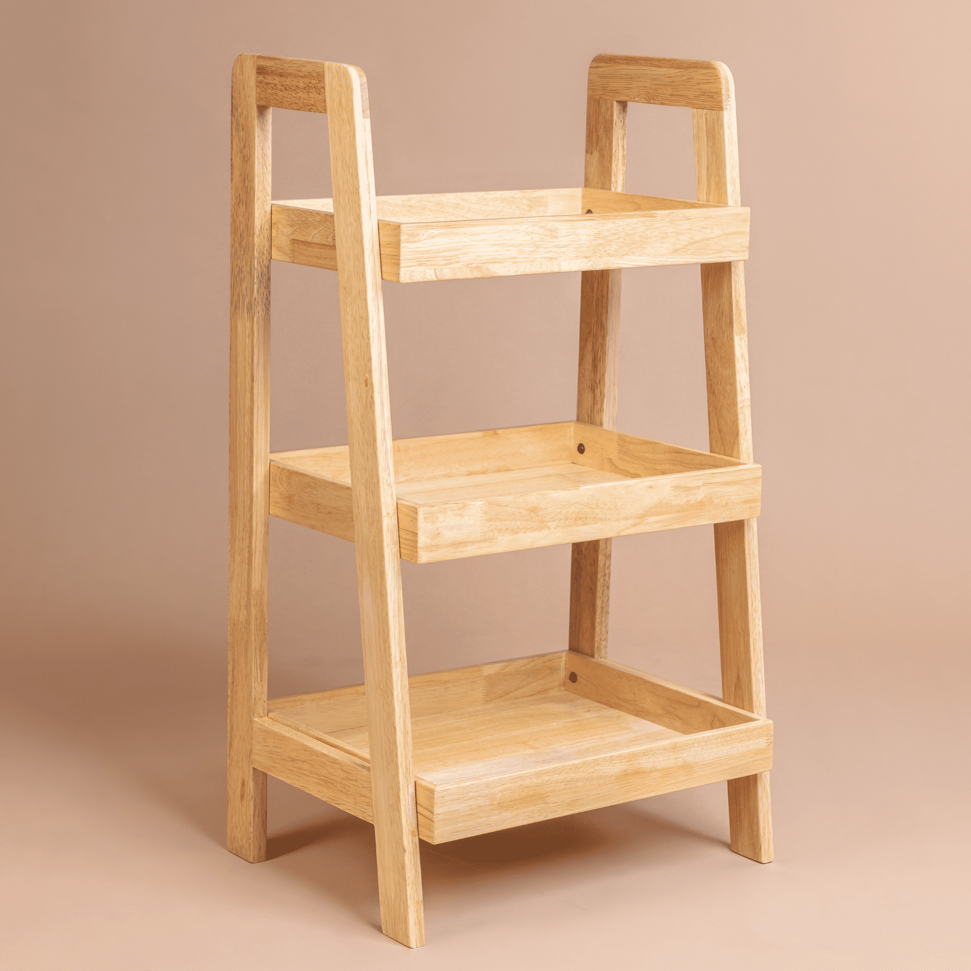 Solid Wood 3-Tier Shelf Rack - Natural - Wood Trendz