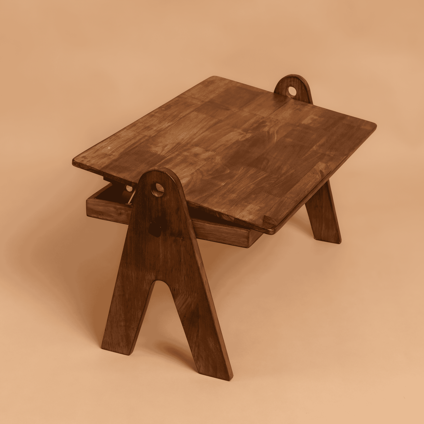 FlexiDesk - Foldable Laptop Table | Solid Wood & 3 level height adjustable laptop table with storage