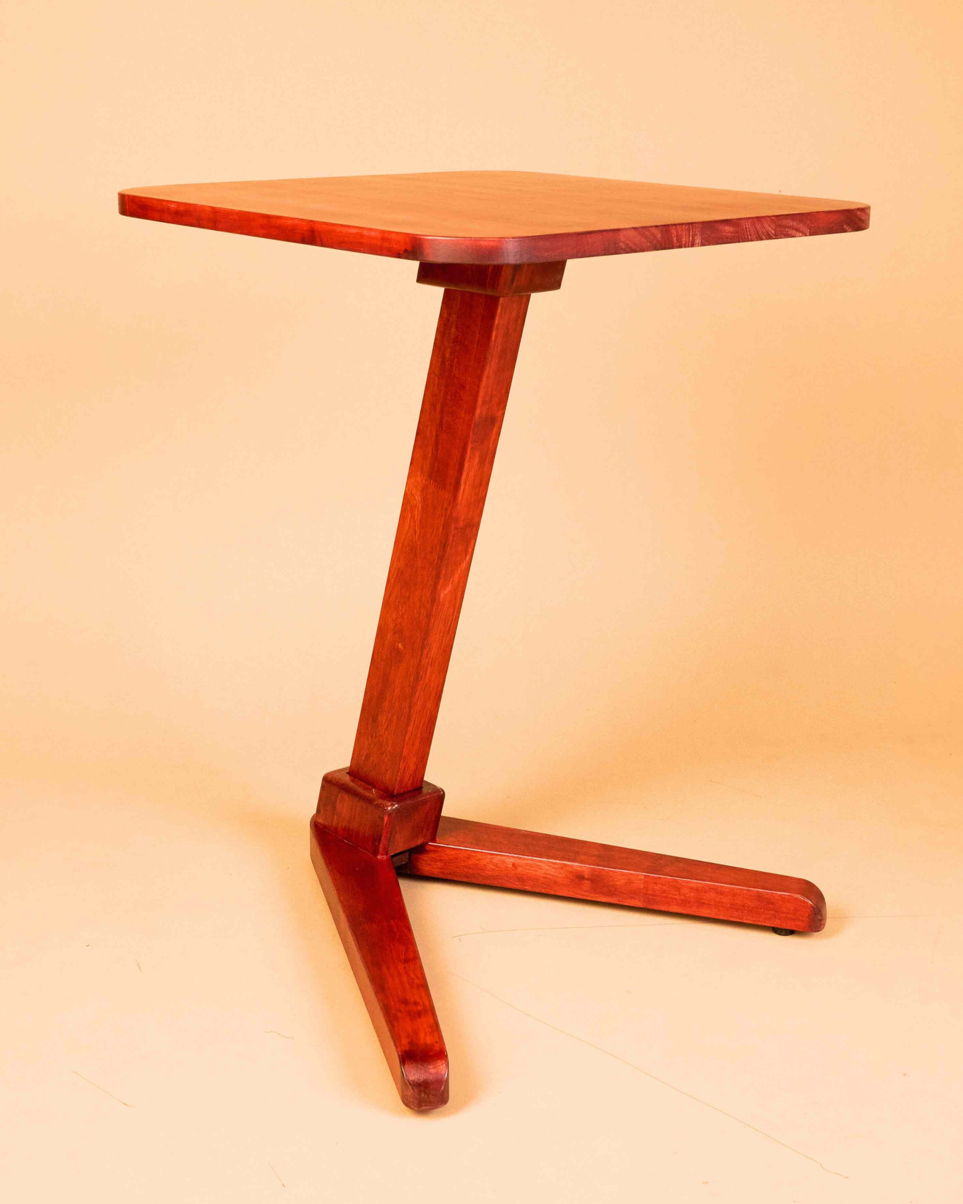Solid Wood Square End Table - Red Brown - Wood Trendz