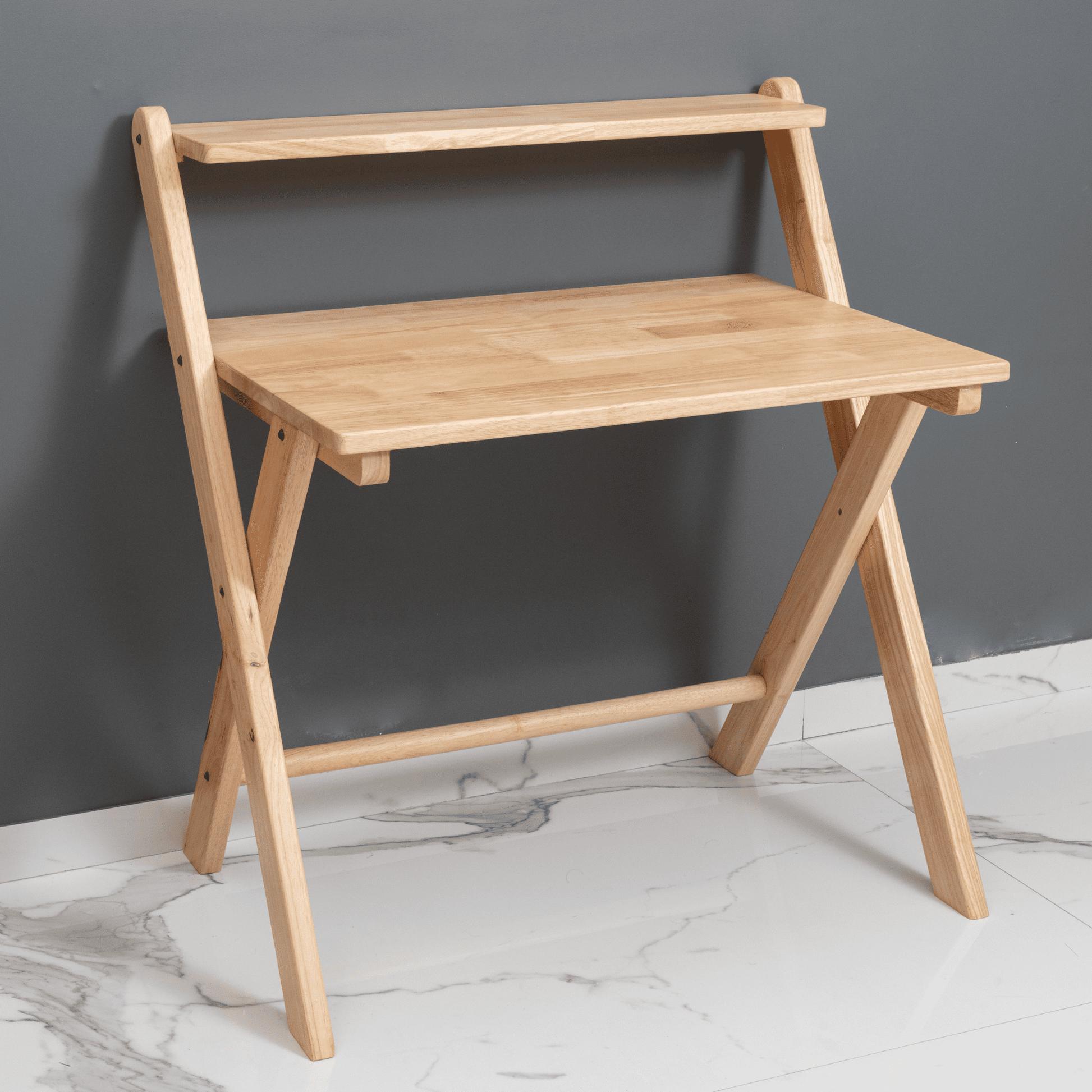 Study Nook: Solid Wood Dual Platform Versatile Study Table - Natural - Wood Trendz
