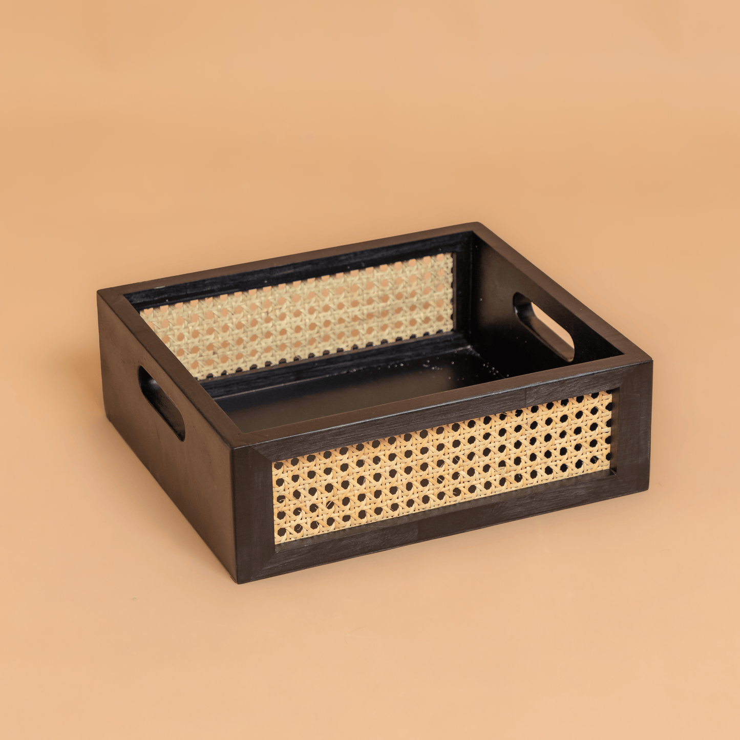 Solid Wood and Rattan Wicker Storage Basket