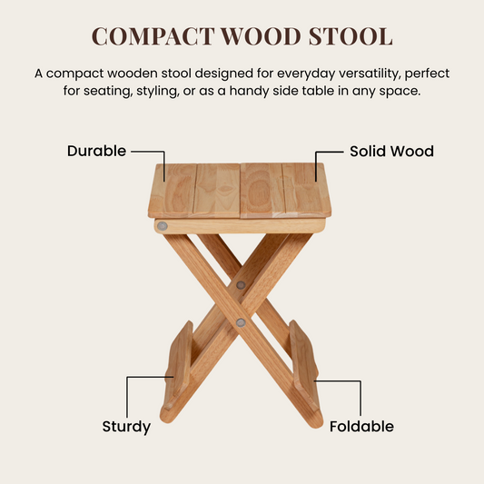 Foldable Compact Wood Stool: Stylish and Practical Seating Solution