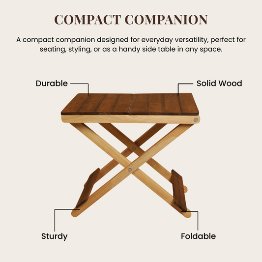 Solid Wood Compact Companion - Wooden Folding Table