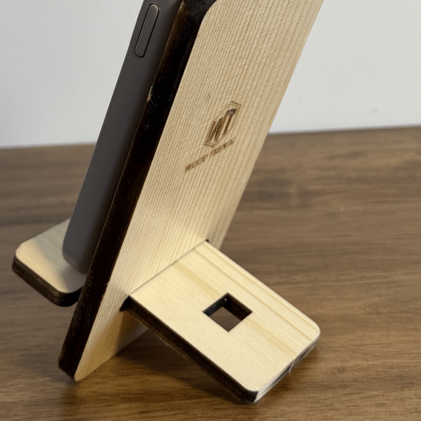 Wooden Phone Stand – Solid Pinewood Mobile Stand for Desk