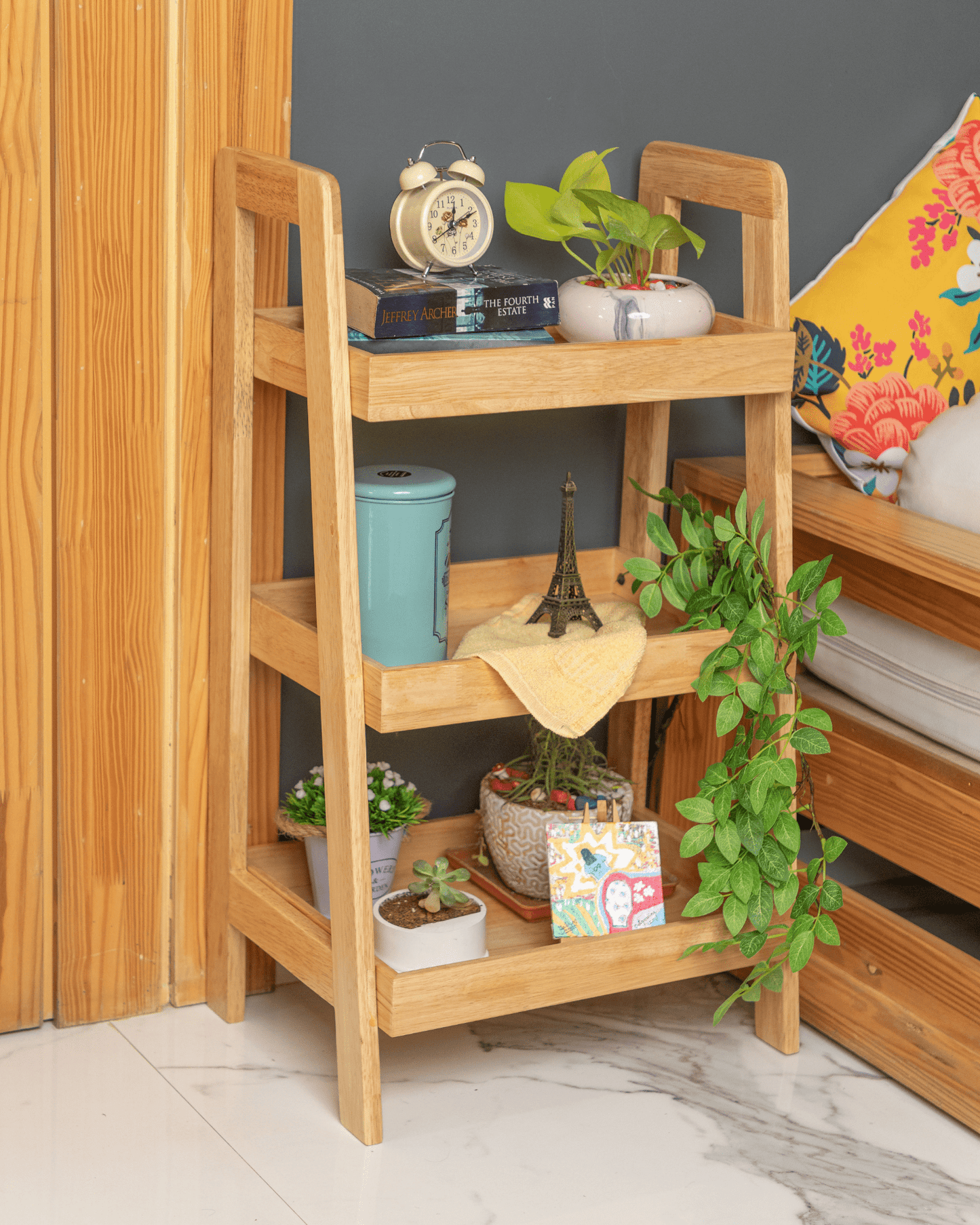 Solid Wood 3-Tier Shelf Rack - Natural - Wood Trendz