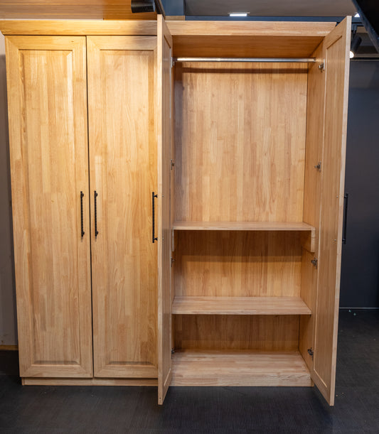 Solid Wood Double Door Wardrobe with Maximum Storage - Versatile Dual Cupboard Design - Wood Trendz