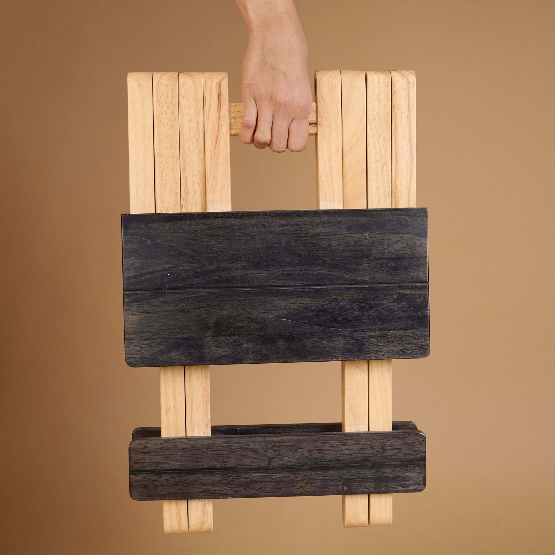 Foldable Compact Wood Stool: Stylish and Practical Seating Solution - Black - Wood Trendz
