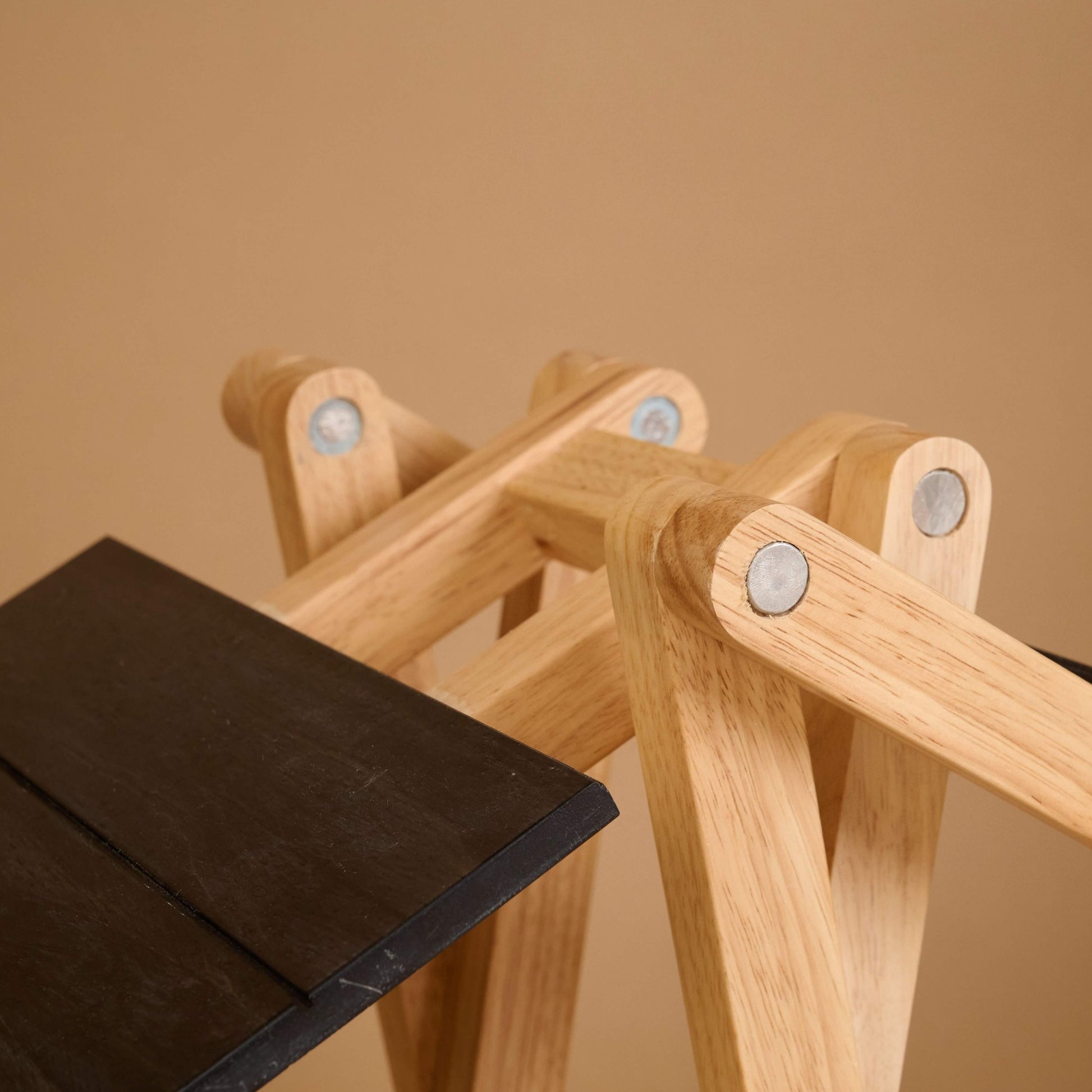 Foldable Compact Wood Stool: Stylish and Practical Seating Solution - Black - Wood Trendz