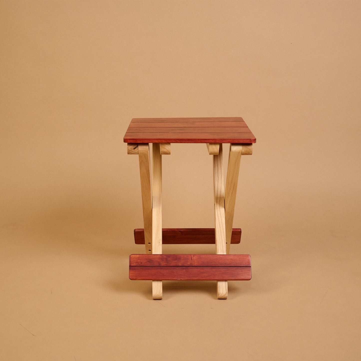 Foldable Compact Wood Stool: Stylish and Practical Seating Solution - Red Brown - Wood Trendz