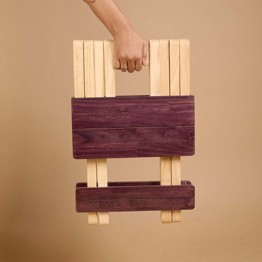 Foldable Compact Wood Stool: Stylish and Practical Seating Solution - Rose Wood - Wood Trendz