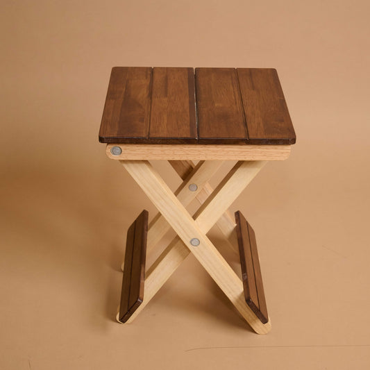 Foldable Compact Wood Stool: Stylish and Practical Seating Solution - Walnut - Wood Trendz