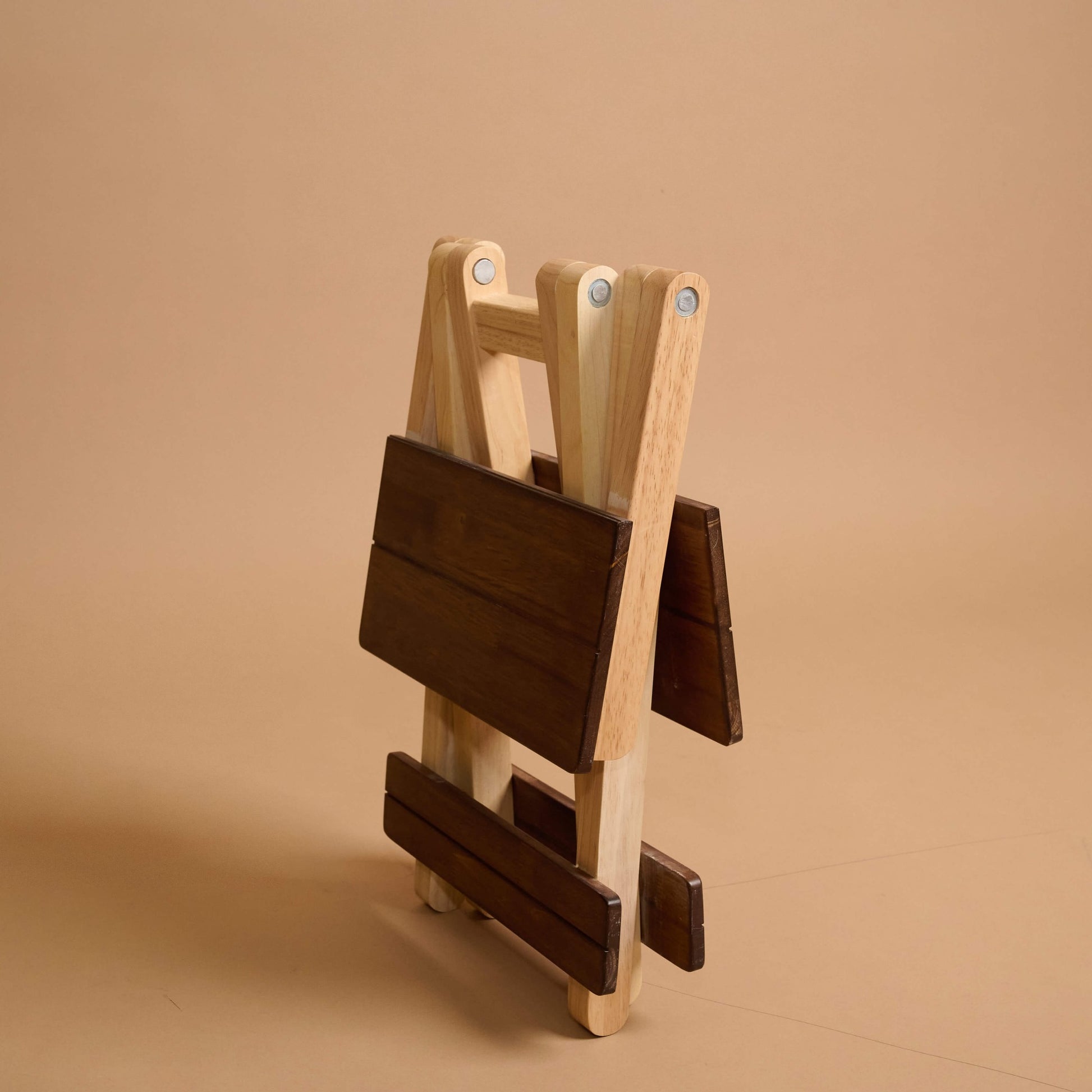Foldable Compact Wood Stool: Stylish and Practical Seating Solution - Walnut - Wood Trendz