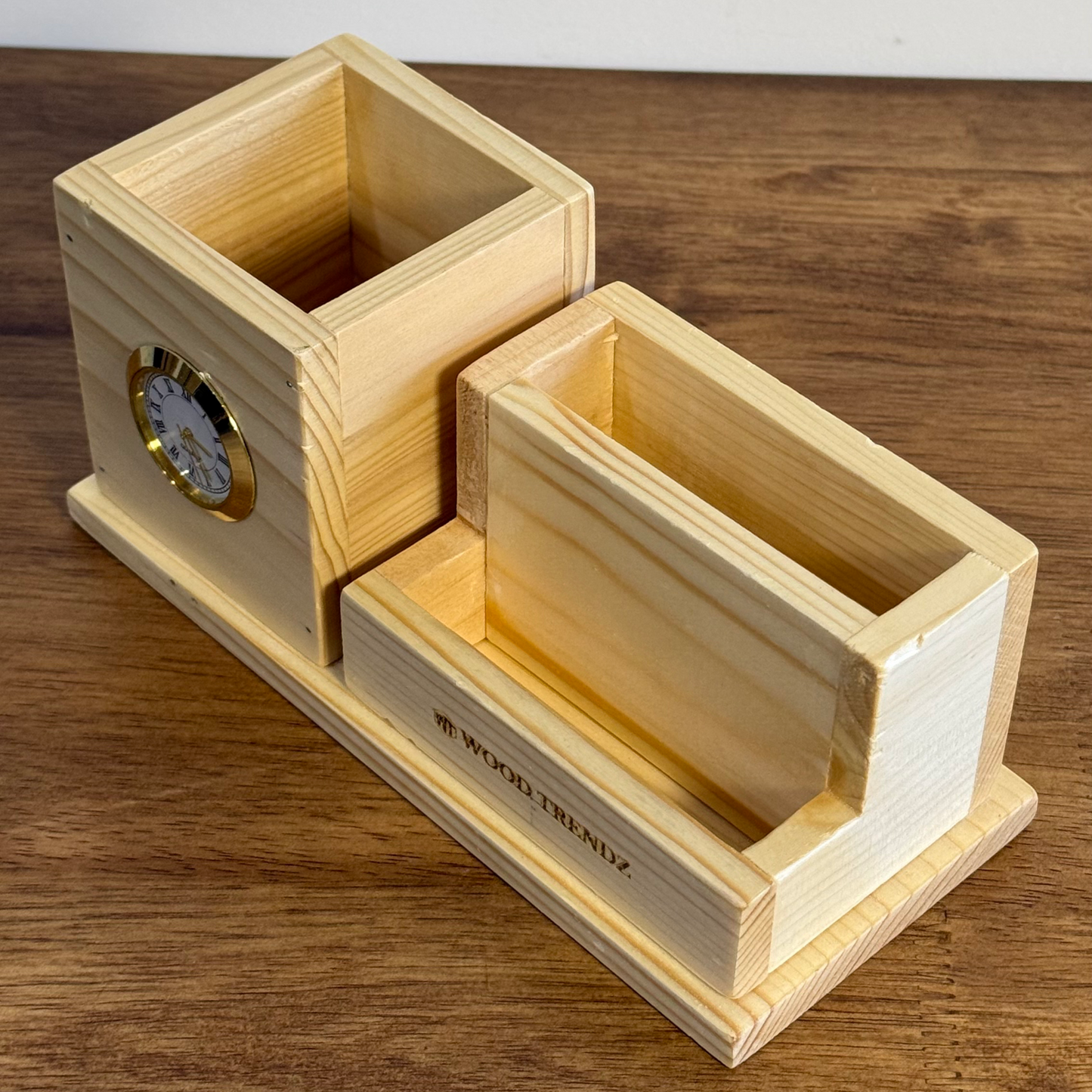 Wooden Pen Stand – Multi-Functional Desk Organizer with Phone & Card Holder
