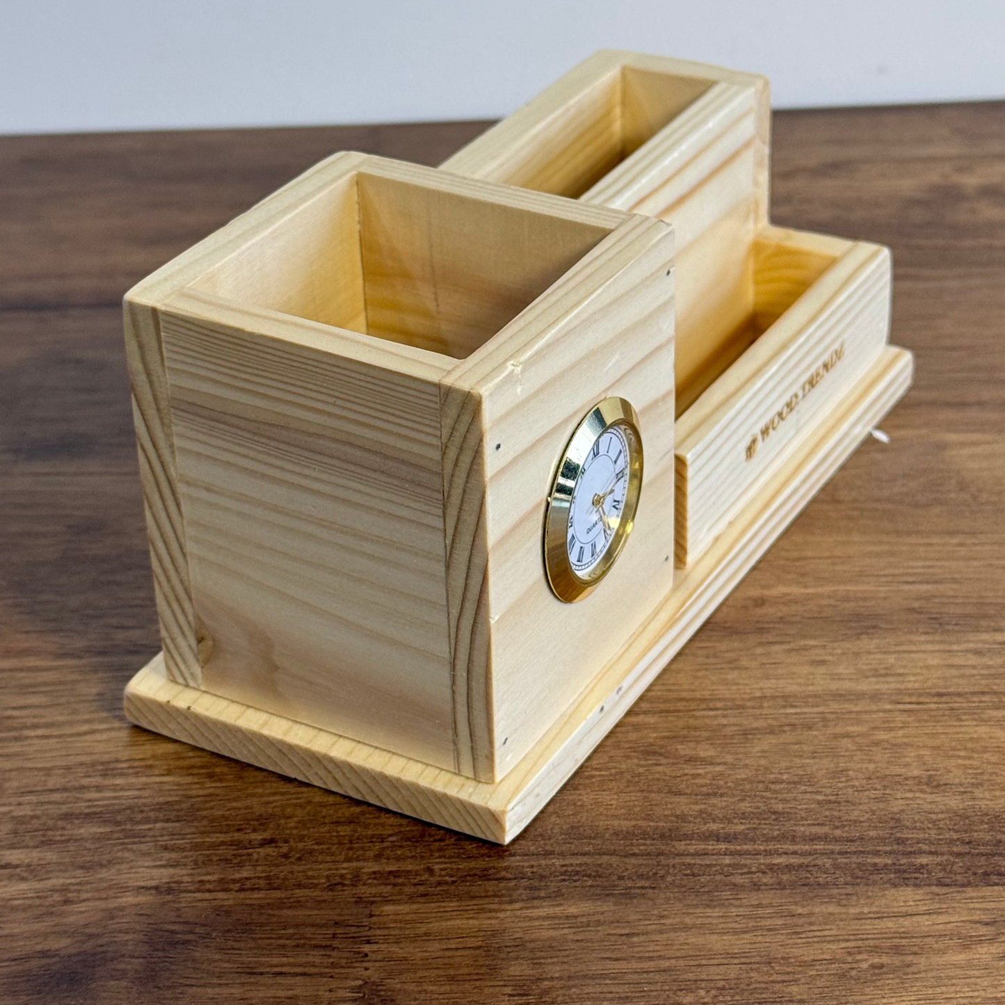 Wooden Pen Stand – Multi-Functional Desk Organizer with Phone & Card Holder