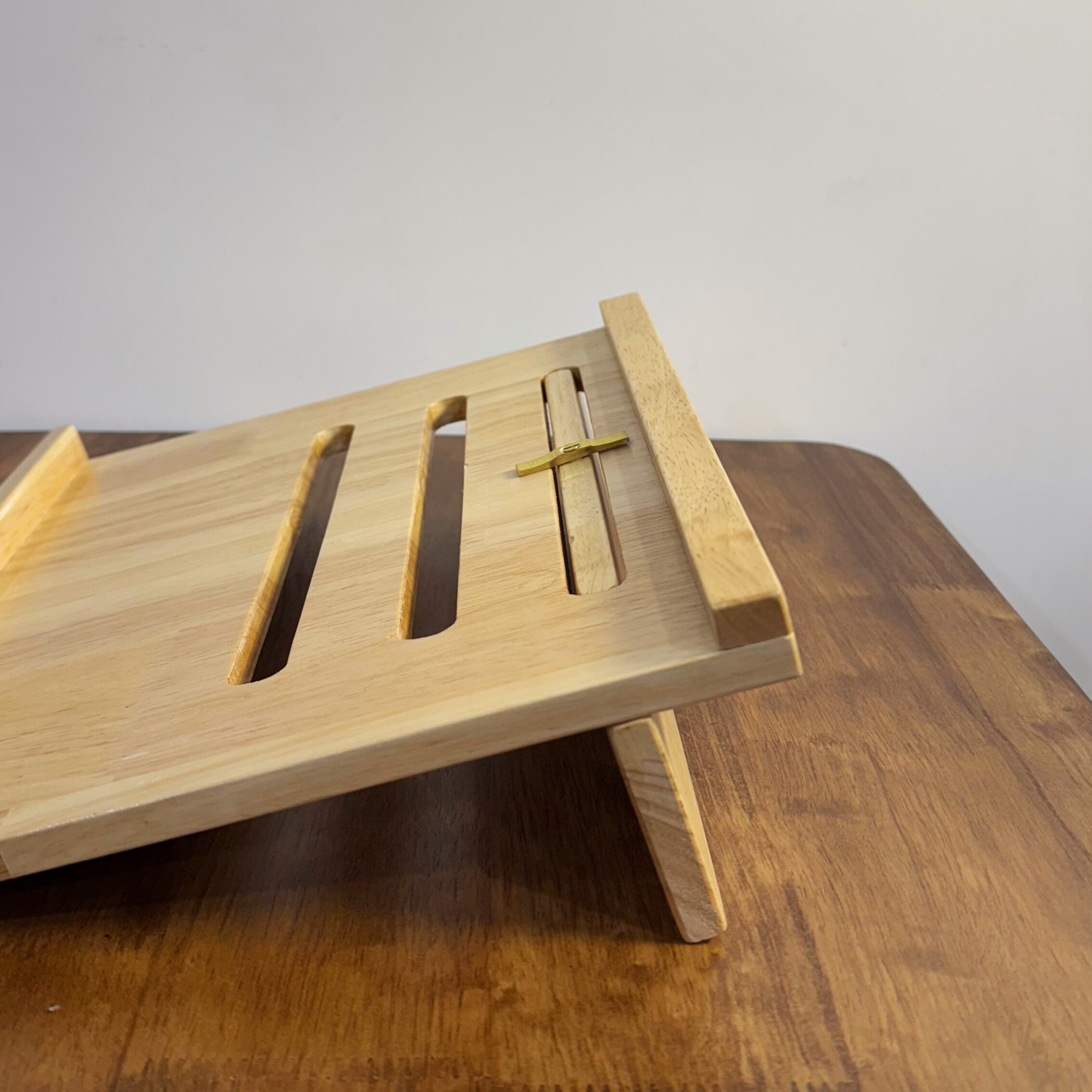 Solid Wood Adjustable Laptop Stand – 3-Level Height, Portable & Durable