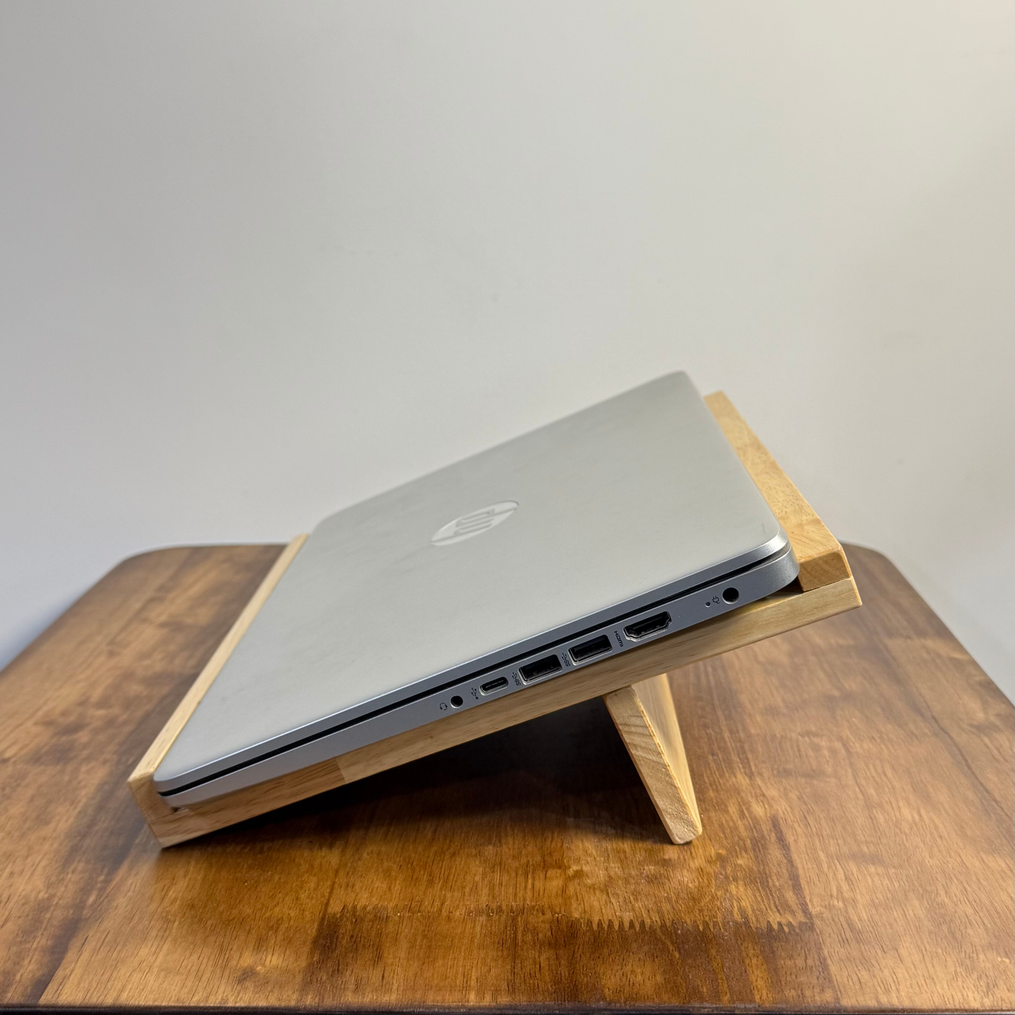 Solid Wood Adjustable Laptop Stand – 3-Level Height, Portable & Durable