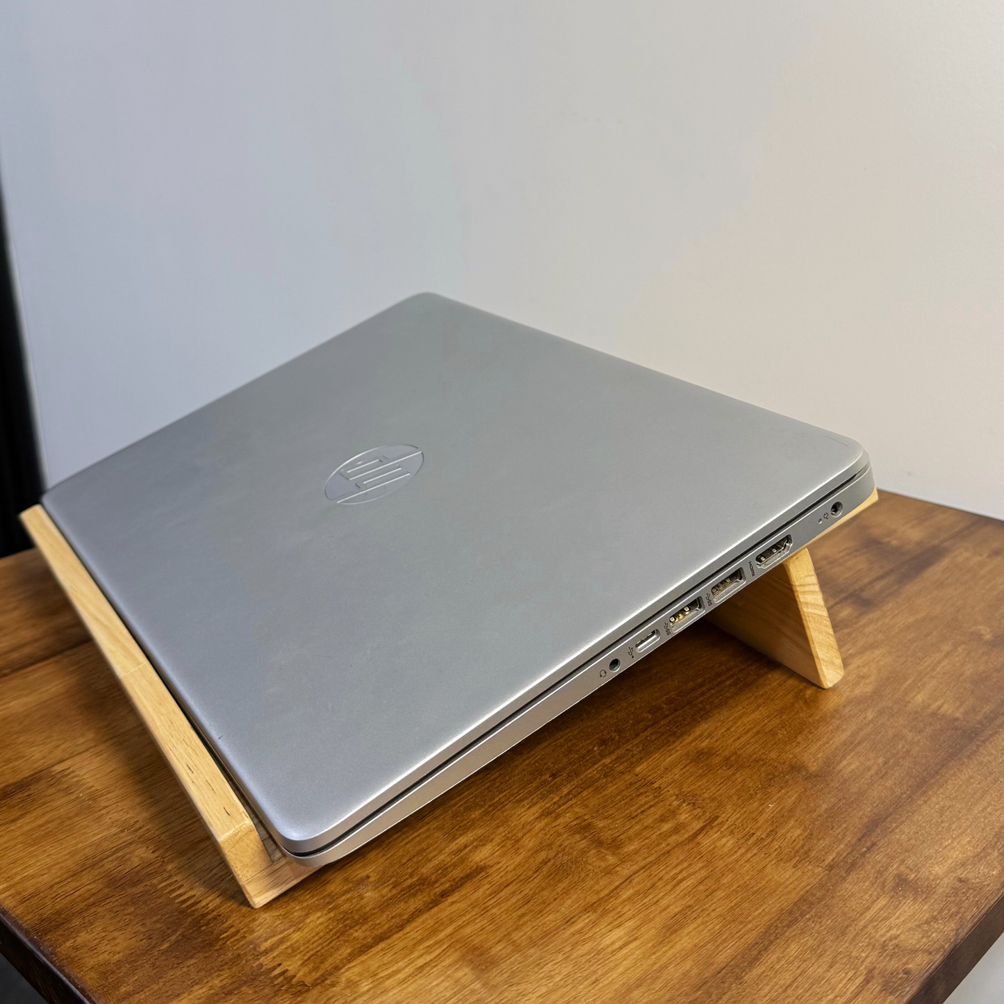 Solid Wood Adjustable Laptop Stand – 3-Level Height, Portable & Durable