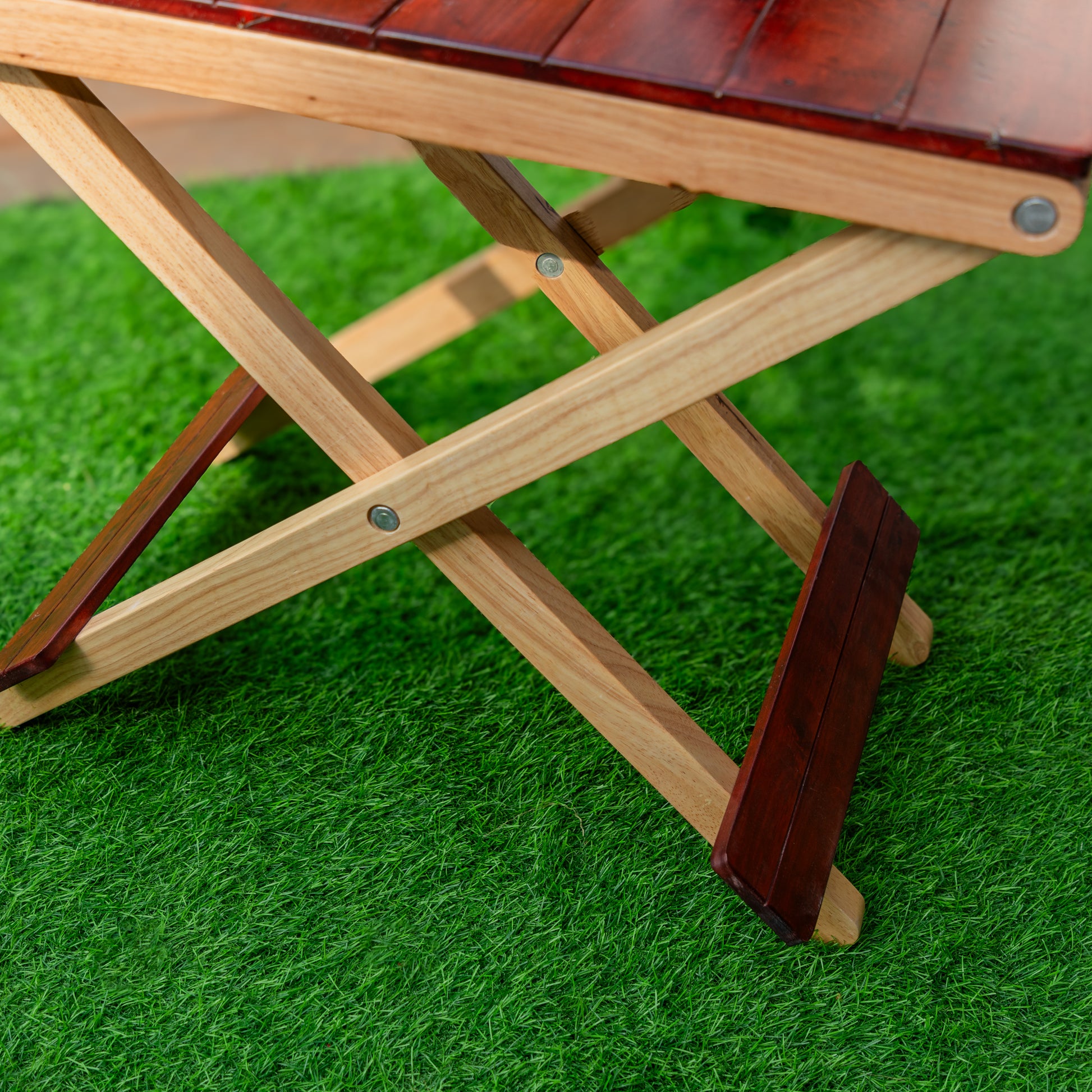 Solid Wood Compact Companion - Foldable Wooden Table - Red Brown Finish - Wood Trendz