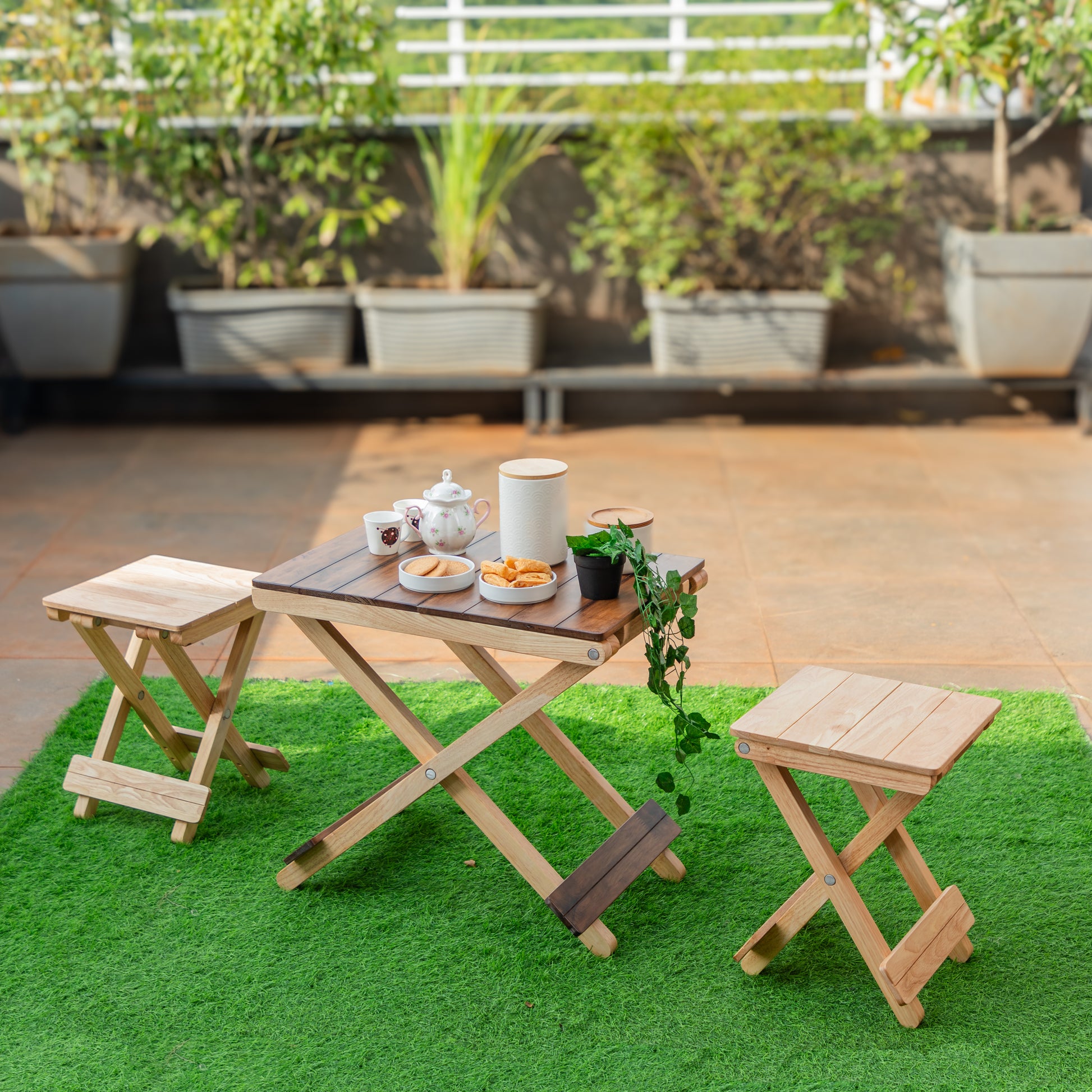 Solid Wood Compact Companion - Foldable Wooden Table - Walnut Finish - Wood Trendz