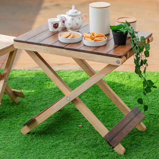 Solid Wood Compact Companion - Foldable Wooden Table - Walnut Finish - Wood Trendz