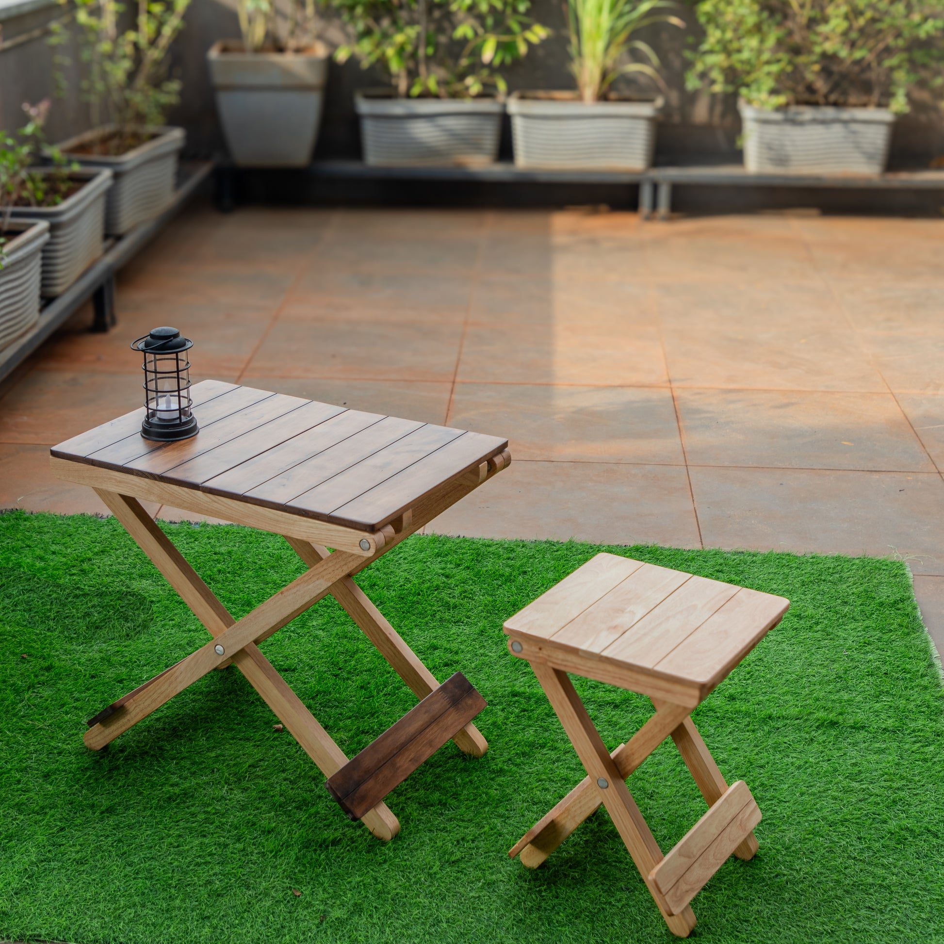 Solid Wood Compact Companion - Foldable Wooden Table - Walnut Finish - Wood Trendz