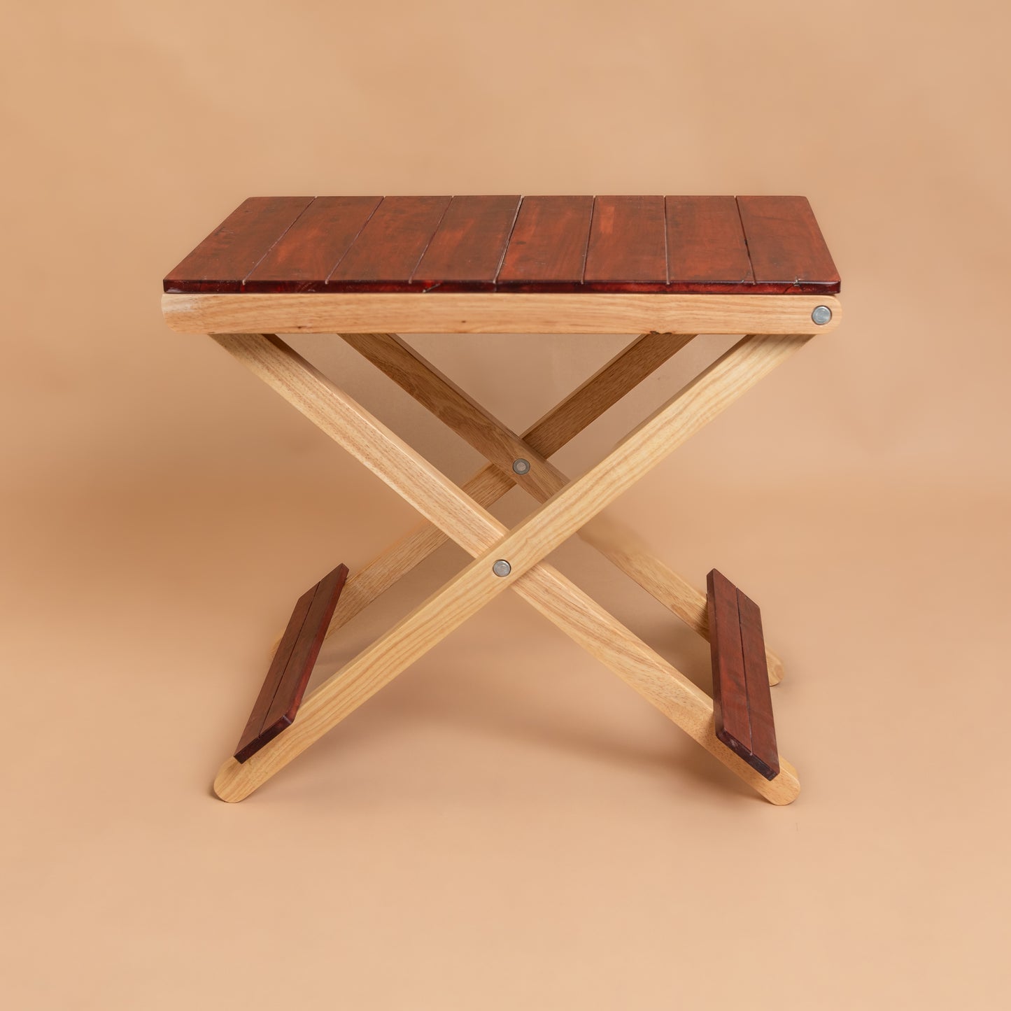 Solid Wood Compact Companion - Foldable Wooden Table - Red Brown Finish - Wood Trendz