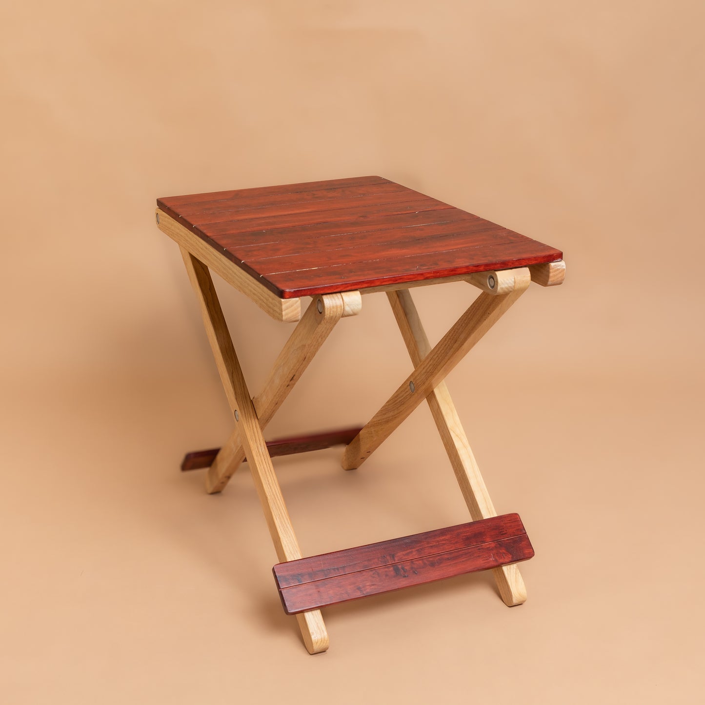 Solid Wood Compact Companion - Foldable Wooden Table - Red Brown Finish - Wood Trendz