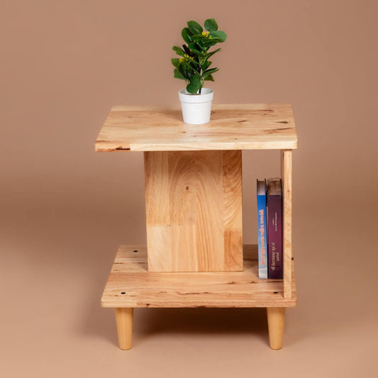 Slumber Shelf: Solid Wood Side Table - Natural - Wood Trendz
