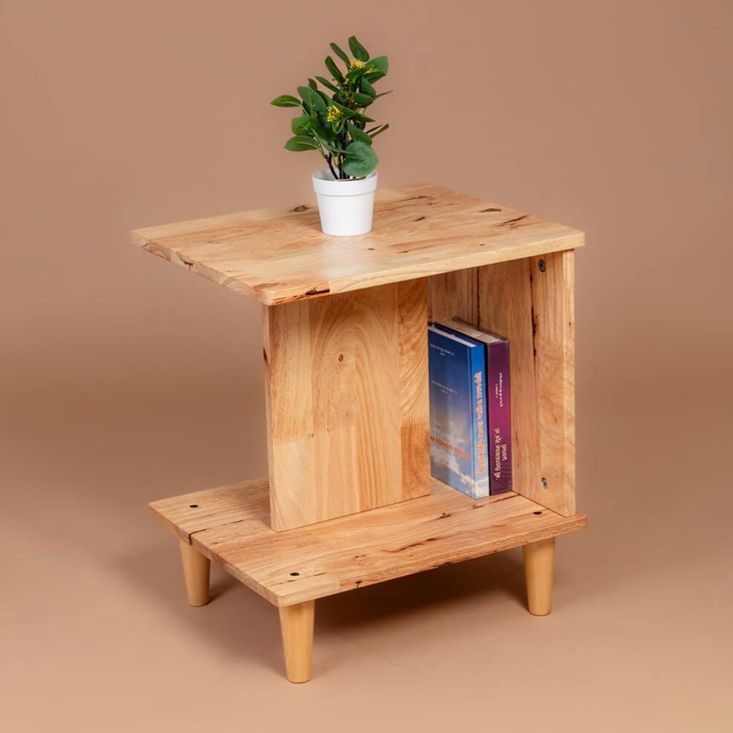 Slumber Shelf: Solid Wood Side Table - Natural - Wood Trendz