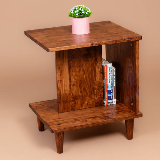 Slumber Shelf: Solid Wood Side Table - Walnut - Wood Trendz