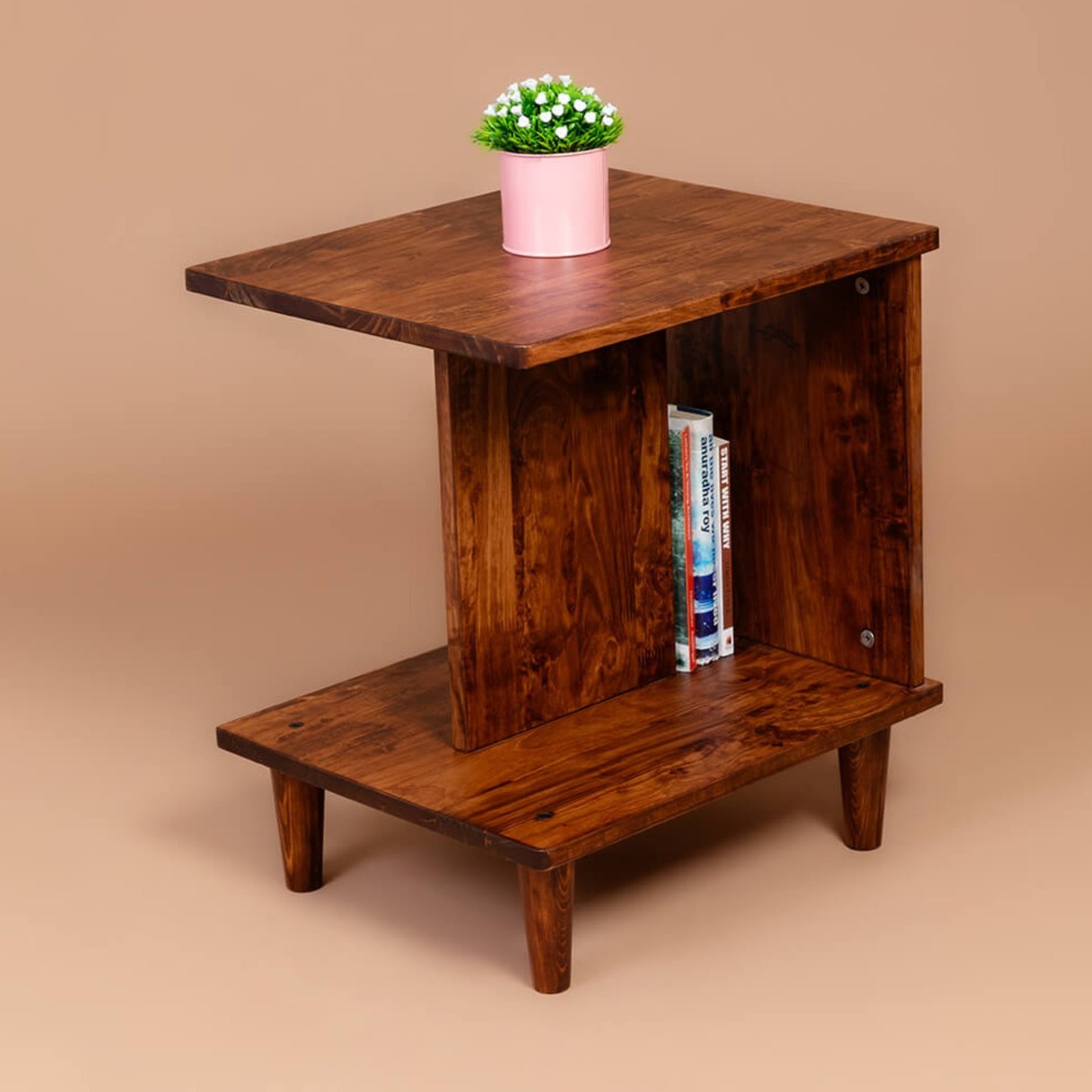 Slumber Shelf: Solid Wood Side Table - Walnut - Wood Trendz