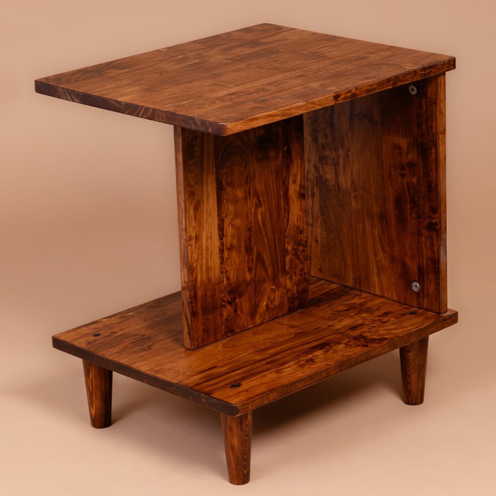 Slumber Shelf: Solid Wood Side Table - Walnut - Wood Trendz