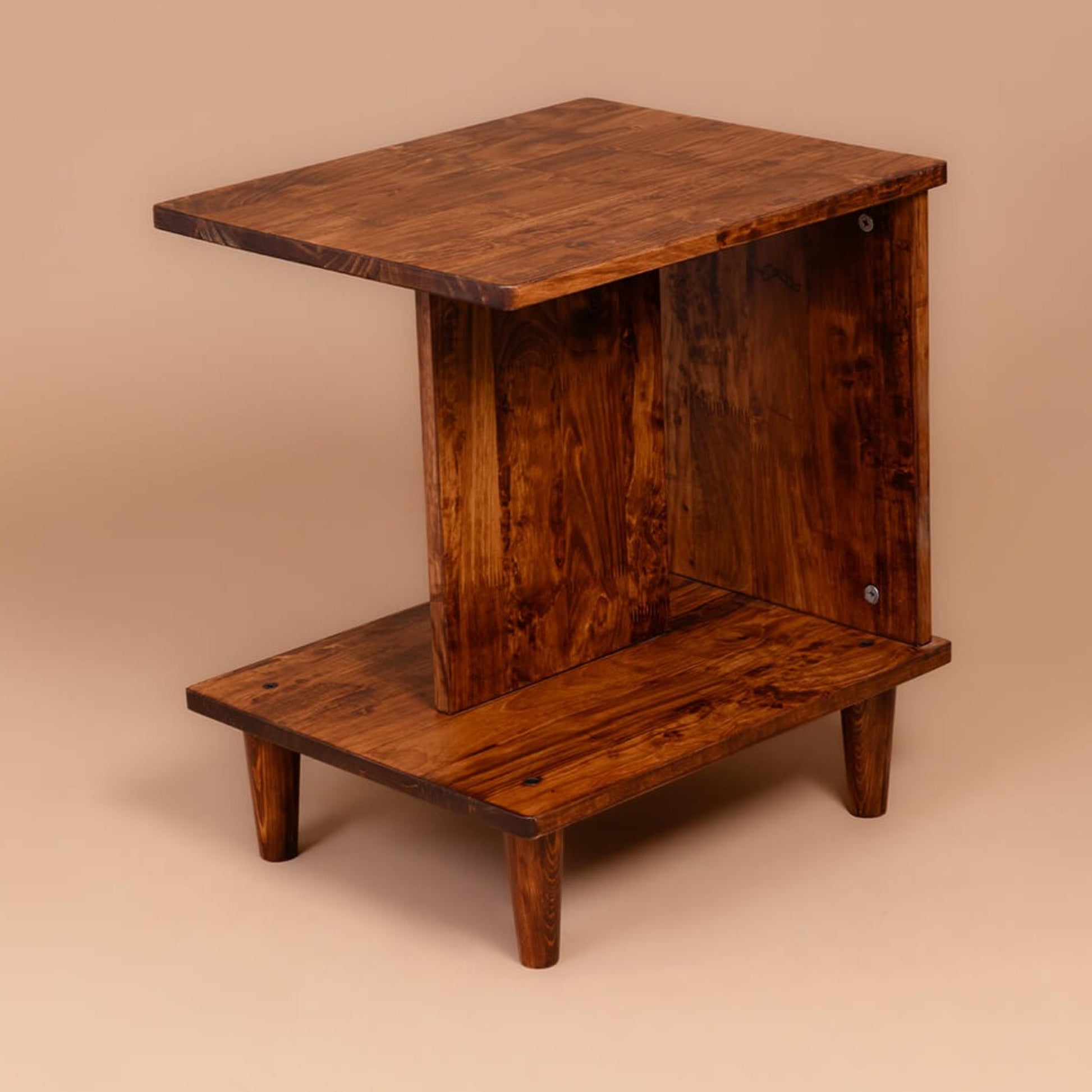 Slumber Shelf: Solid Wood Side Table - Walnut - Wood Trendz