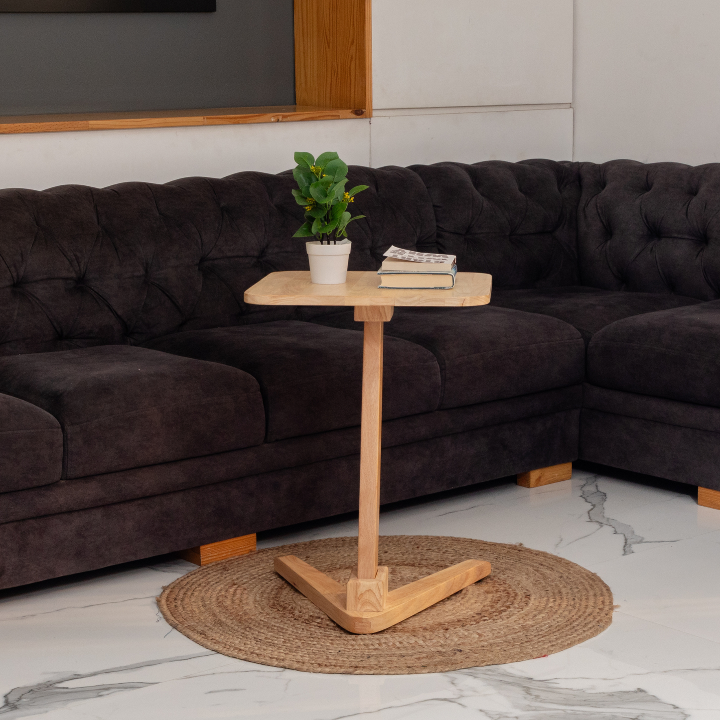 Solid Wood Square End Table - Natural - Wood Trendz