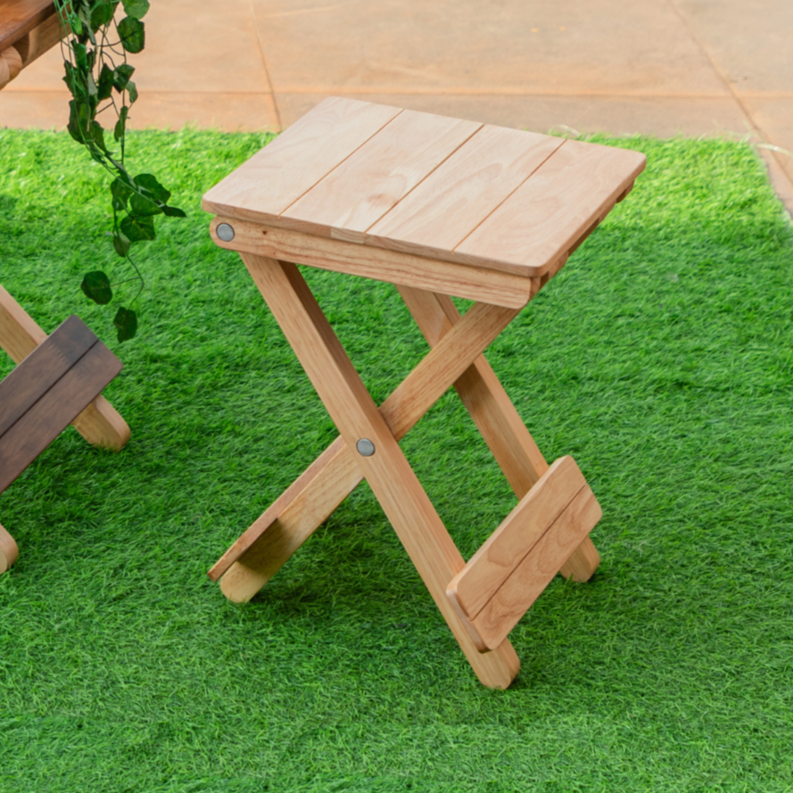 Foldable Compact Wood Stool: Stylish and Practical Seating Solution - Natural - Wood Trendz