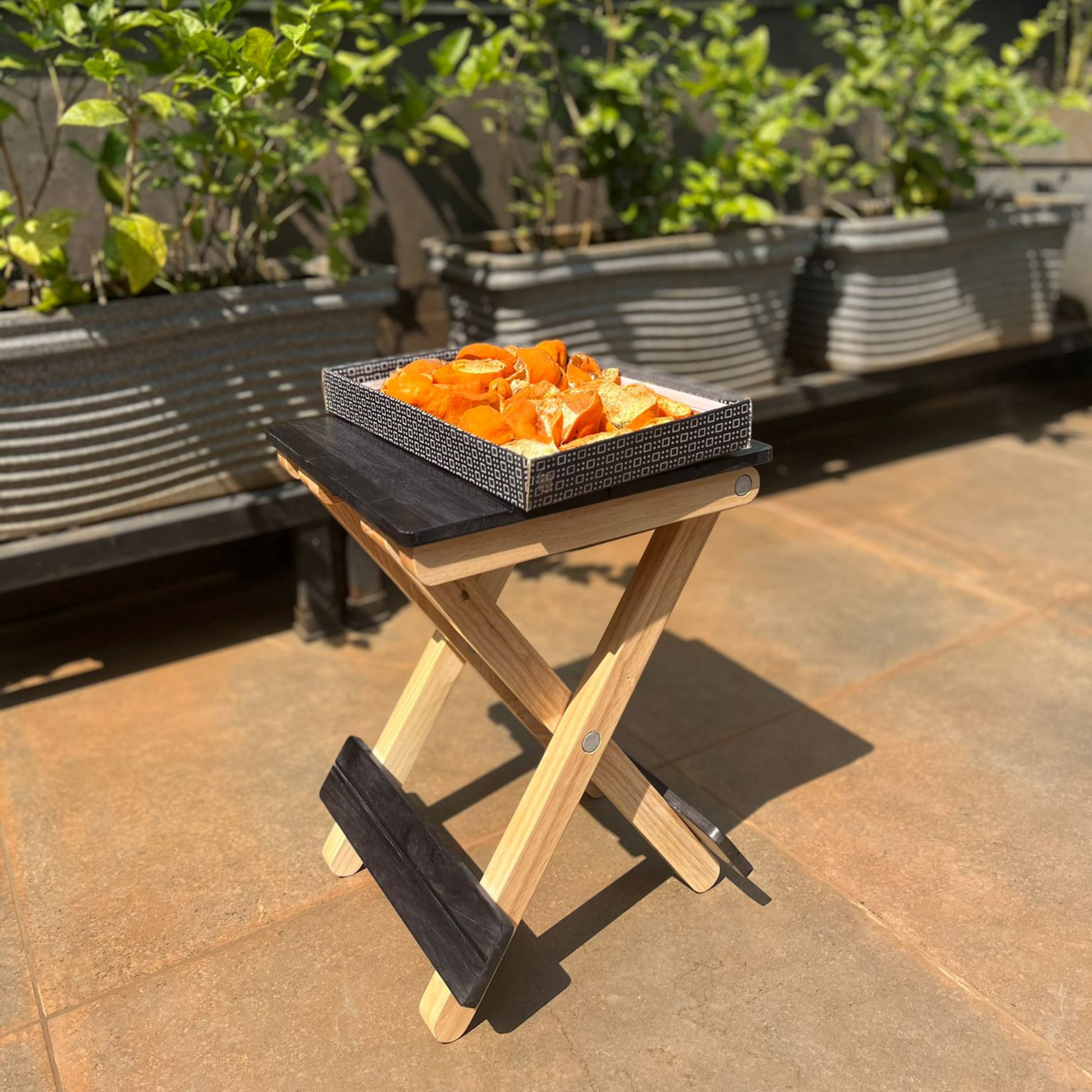 Foldable Compact Wood Stool: Stylish and Practical Seating Solution - Black - Wood Trendz