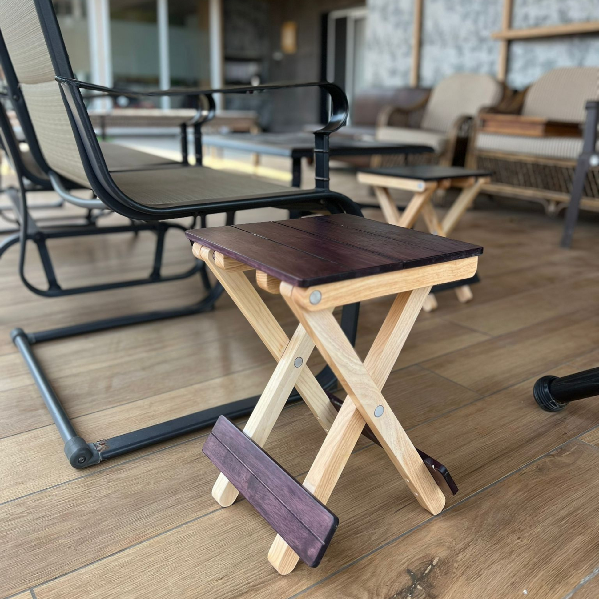 Foldable Compact Wood Stool: Stylish and Practical Seating Solution - Rose Wood - Wood Trendz