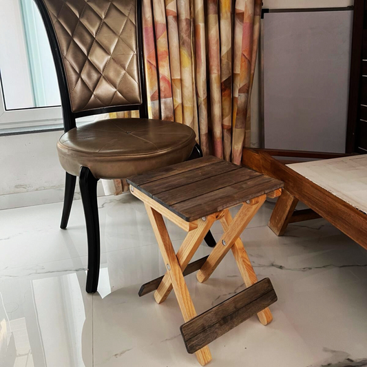 Foldable Compact Wood Stool: Stylish and Practical Seating Solution - Grey - Wood Trendz