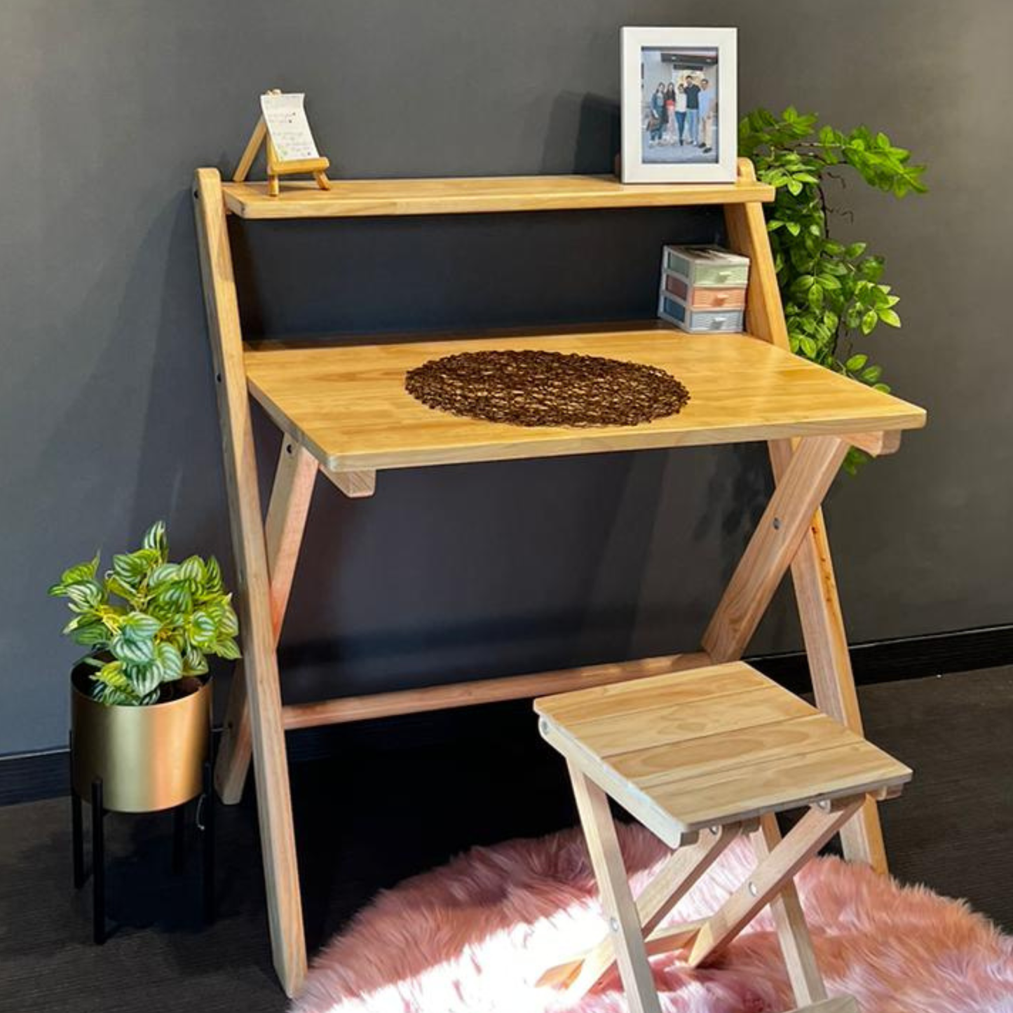 Study Nook: Solid Wood Dual Platform Versatile Study Table - Natural - Wood Trendz