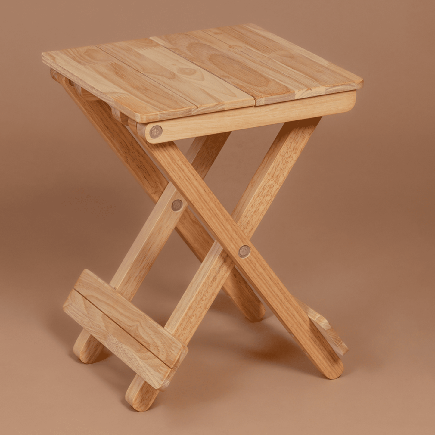 Foldable Compact Wood Stool: Stylish and Practical Seating Solution - Natural - Wood Trendz
